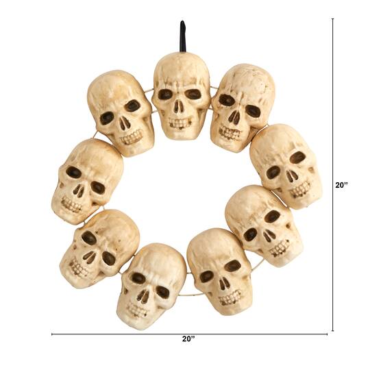 20" Halloween Skull Wreath with Lighted Eyes